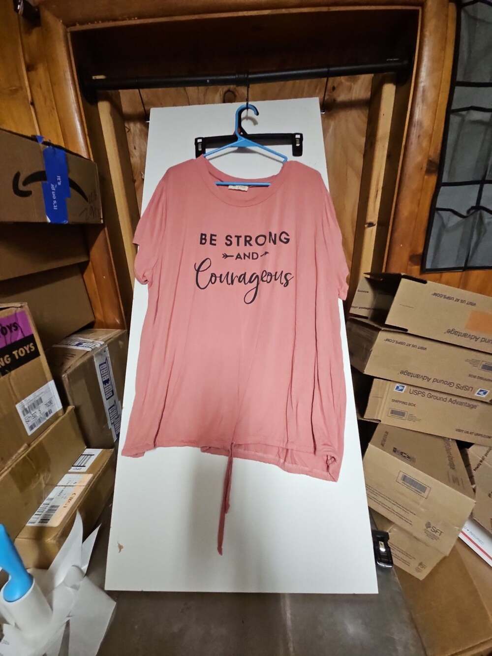 (374) French Pastry Be Strong And Courageous size 3X Pink